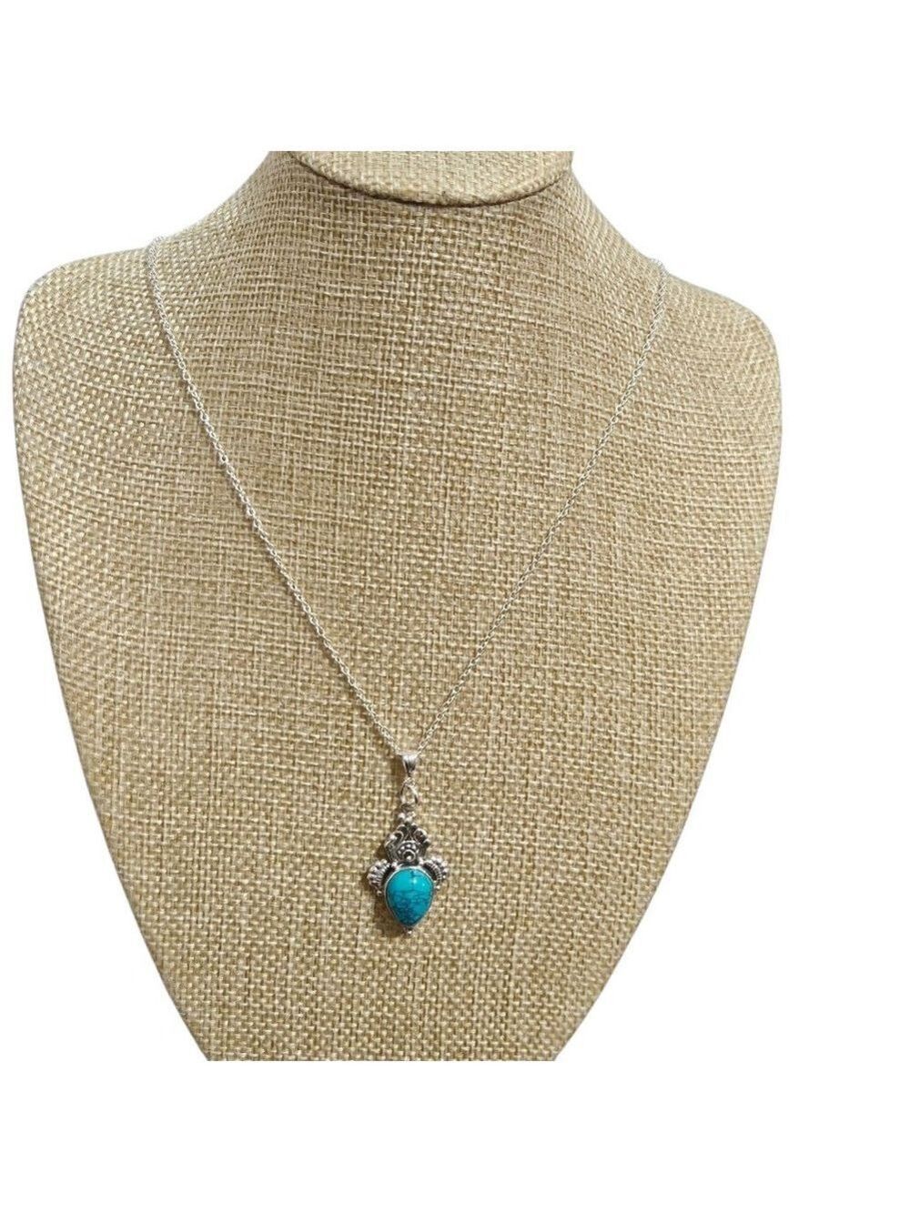 Sterling Silver Turquoise Pendant Necklace